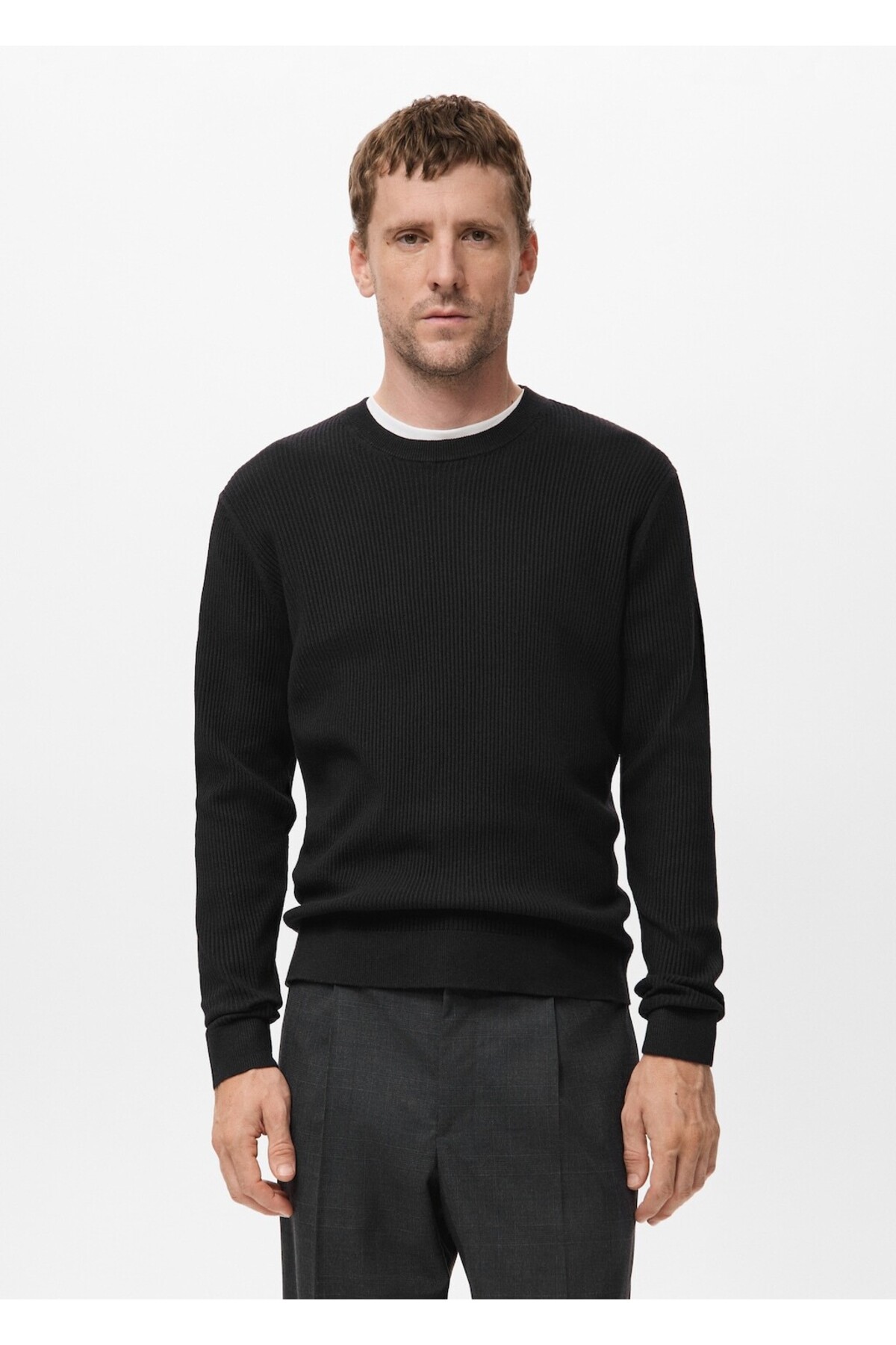 مانگو ژاکت نخی بافتنی دنده ریز