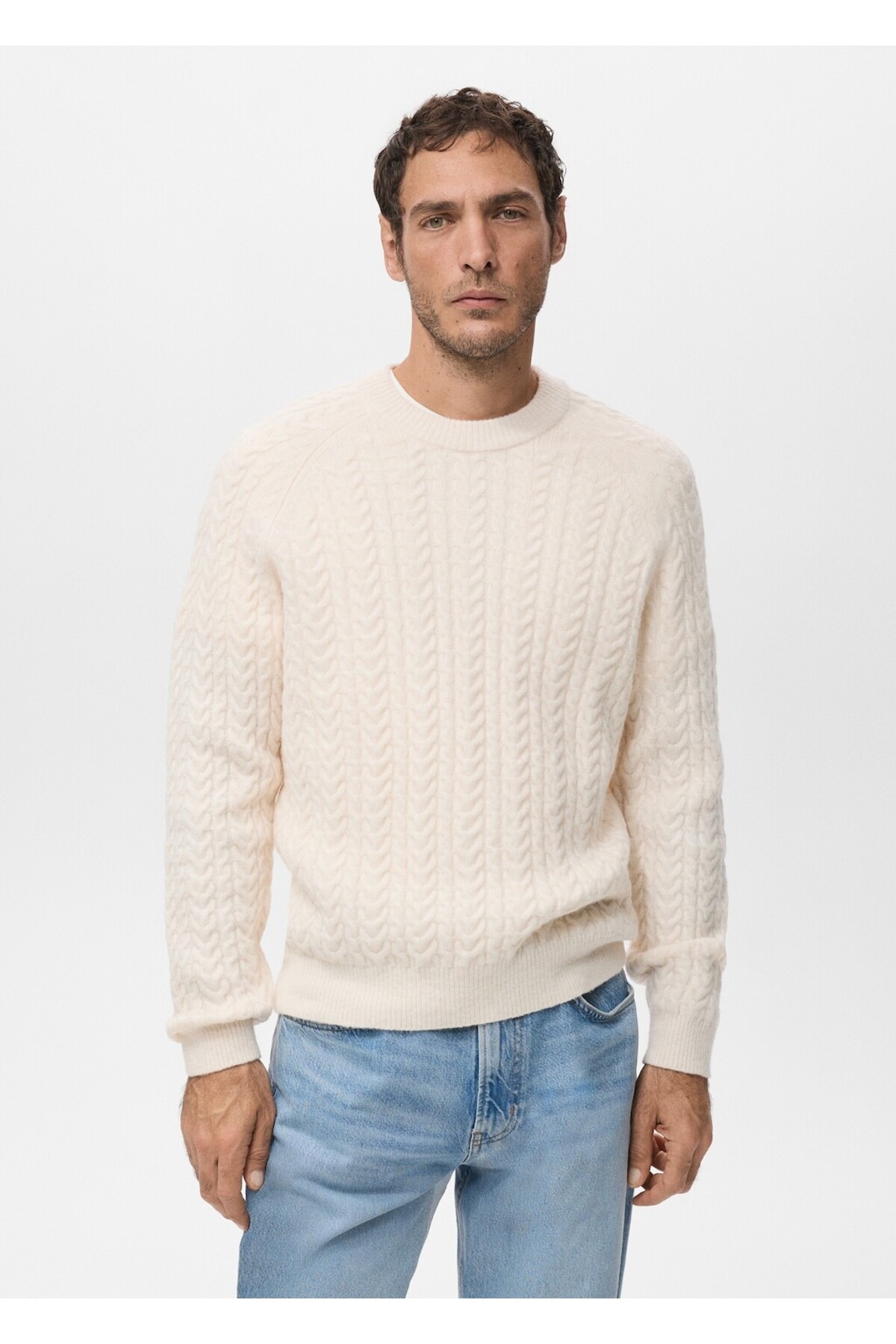 مانگو ژاکت بافتنی با جزئیات بافتنی