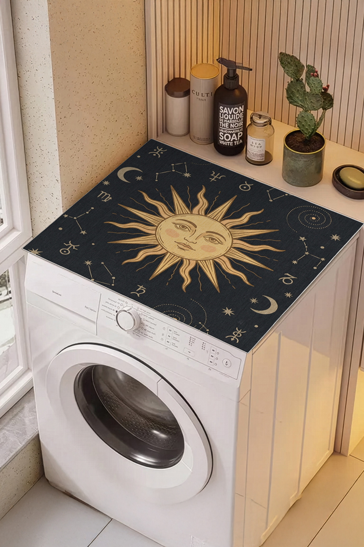 Washing Machine Cover with Non-Slip Base Modern Handy Washable Mat