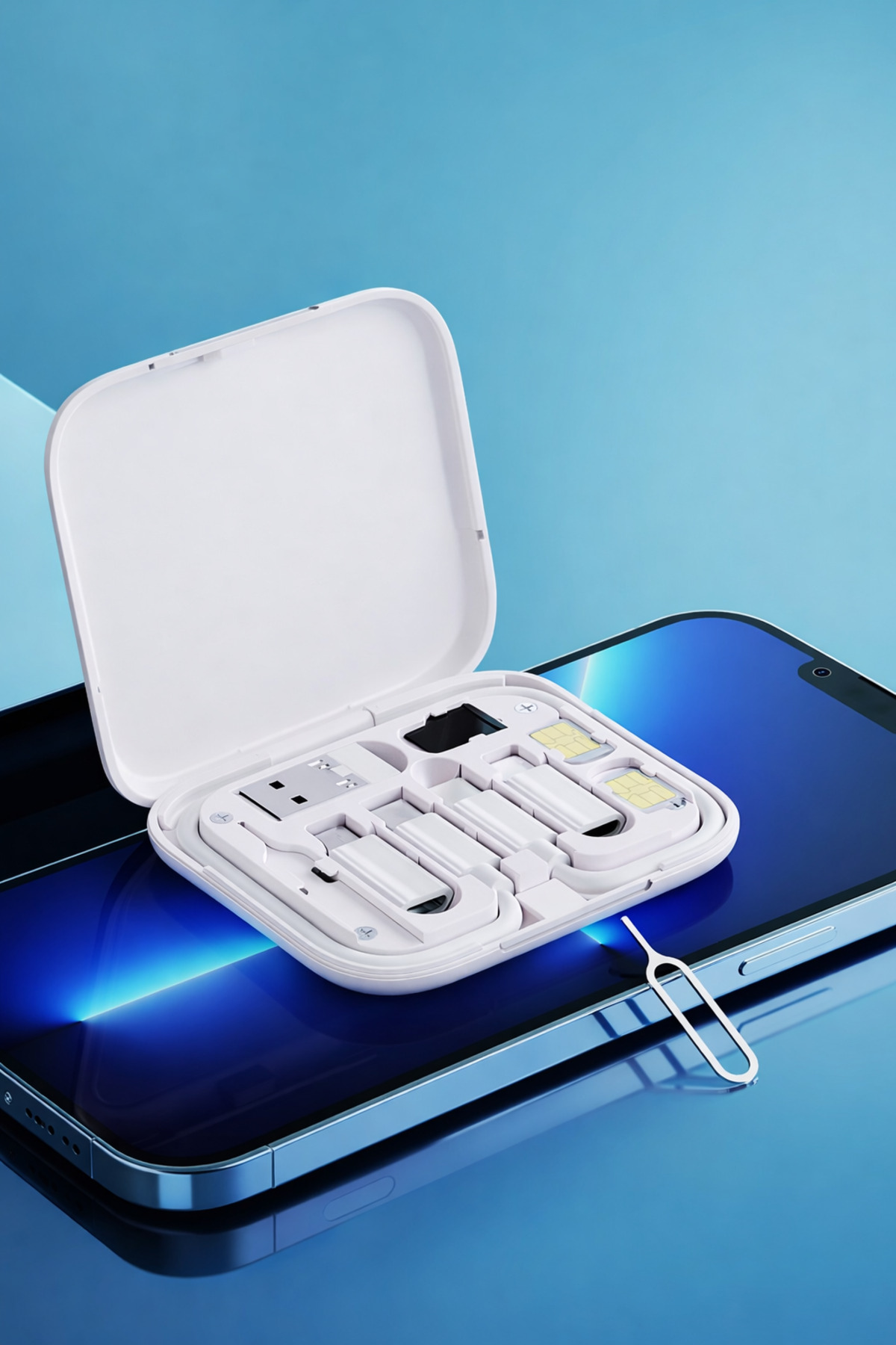6-in-1 60W Charging and Data Cable Set with Phone Stand – Travel Cable Set -White AZ-B01th