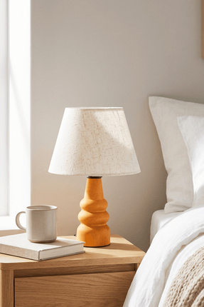 HOMİNG Natural Ahşap Kumaş Başlık Abajur Ayd-3562