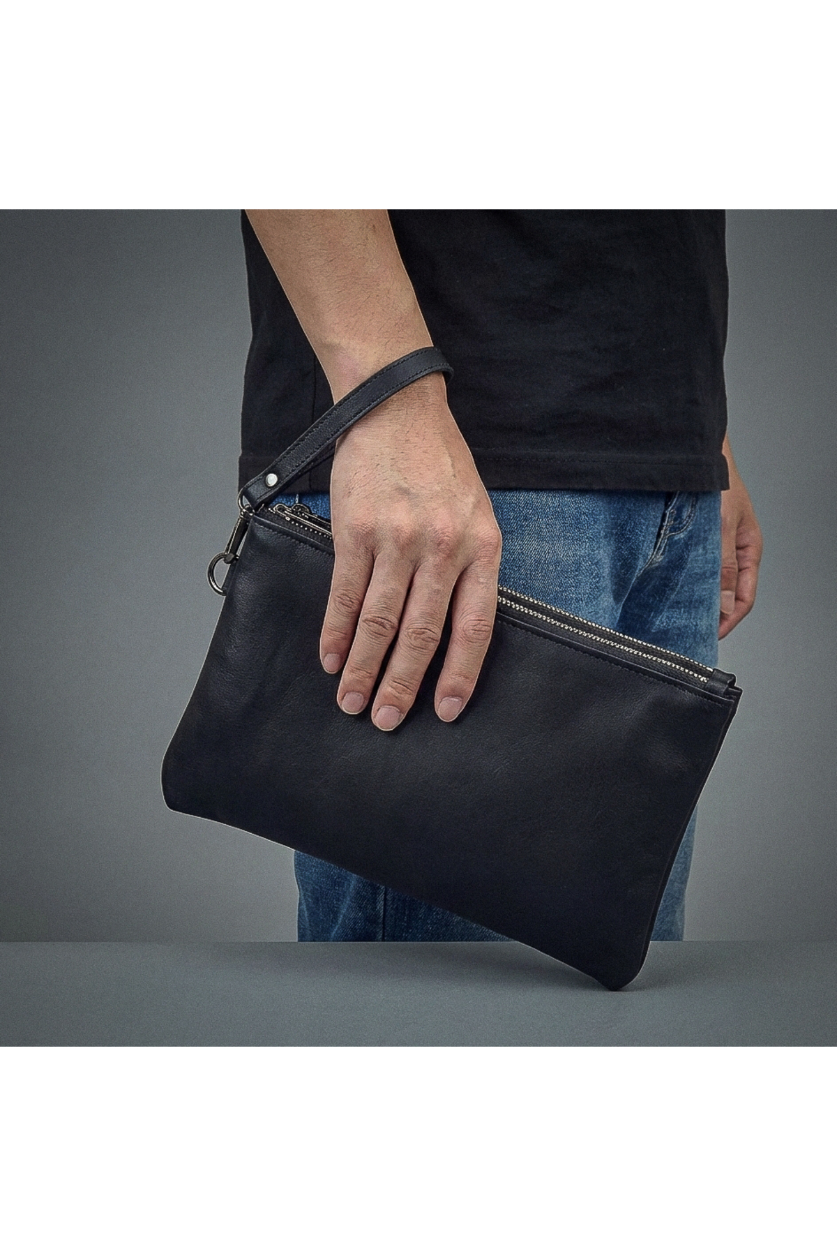 Ancient Leather Craft Hakiki Deri Unisex Portföy El Çantası Ve Omuz Askılı Clutch Çapraz Çanta görsel 3