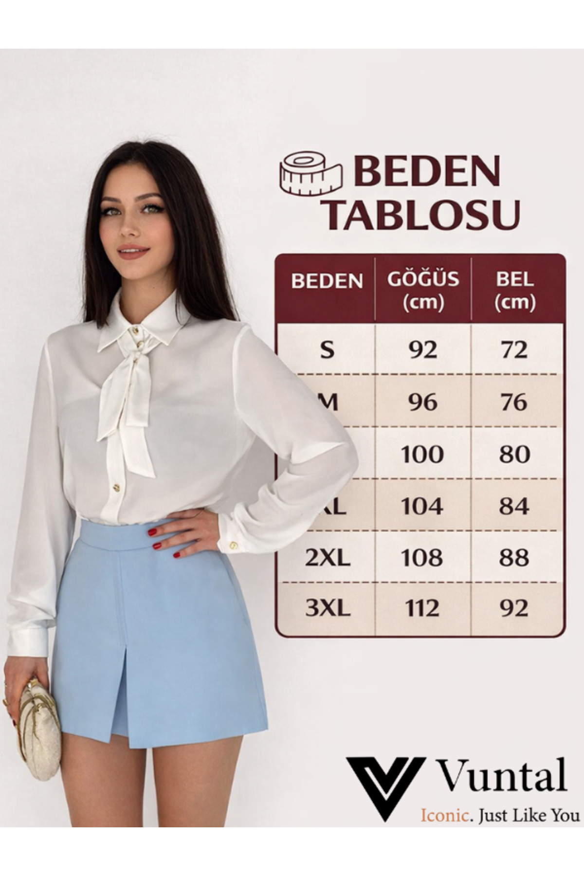 VUNTAL  Kravatlı Metal Düğmeli Şık Gömlek - Görsel 8