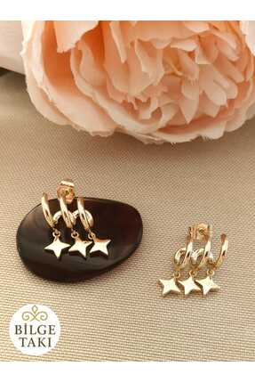 XUPING JEWELRY Bilge Takı Çelik Üçlü Görünümlü Küpe Xuping 14 K