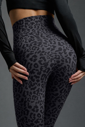 Moije Kadın Fitilli Dar Paça Slim Pantolon Leopar Desenli Yüksek Bel Dar Paça...