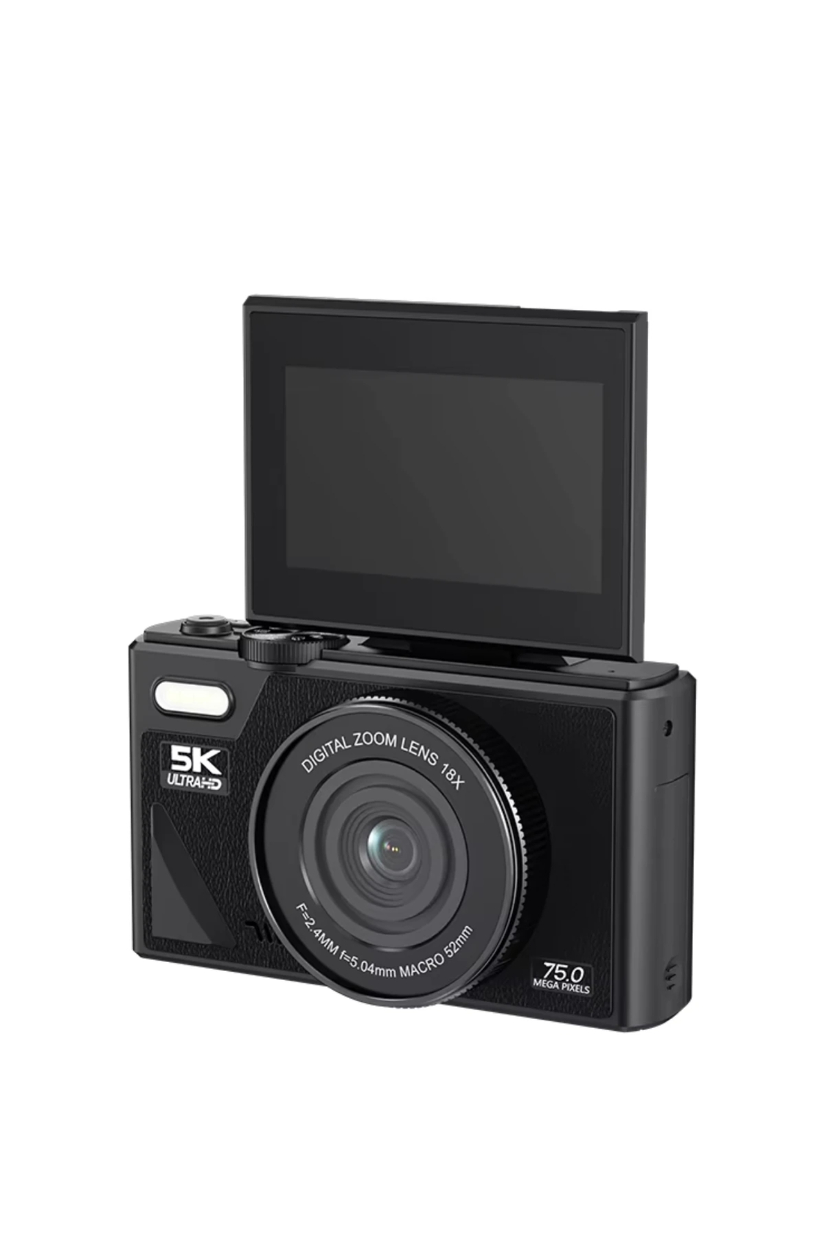 Mobilzone W1 5K 75MP 18X Zoom Flaşlı 3” Flip Ekranlı Türkçe Dijital Vlog Fotoğraf