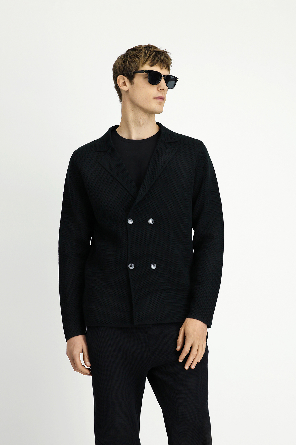 کیگیلی ژاکت بافتنی پشمی تک یقه معمولی سایز فیت