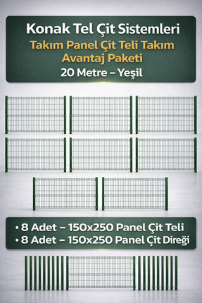 Konak Tel Çit Aksaray 8 Adet Takım Bahçe Panel Çim Çiti 150x250 cm 55X150 mm ...
