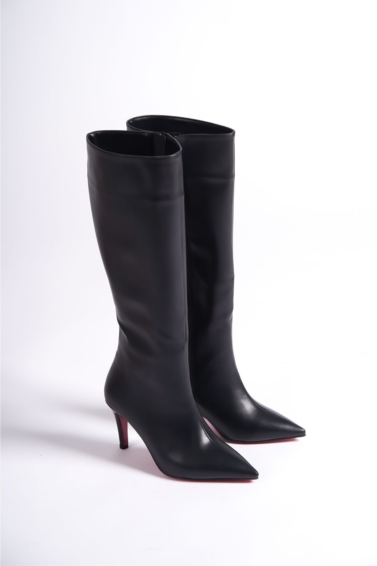 Ayakkabı Ateşi  Siyah Cilt Tasarım Kadın Çizme Yüksek Topuklu Ayakkabı Zelda - Görsel 3