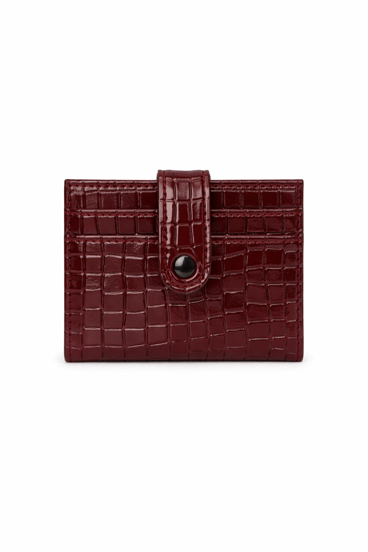 Lexa Aksesuar  İthal Kroko Desen Bordo Minimal Kadın Kartlık ve Cüzdan - Görsel 3
