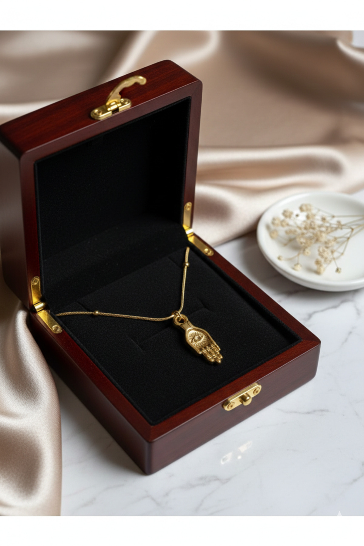 Göz Sembolü Charm Yılan Zincir Çelik Gold Kadın Kolye (40 + 5 cm) – Sevgililer Günü Özel - Detay Görseli 3