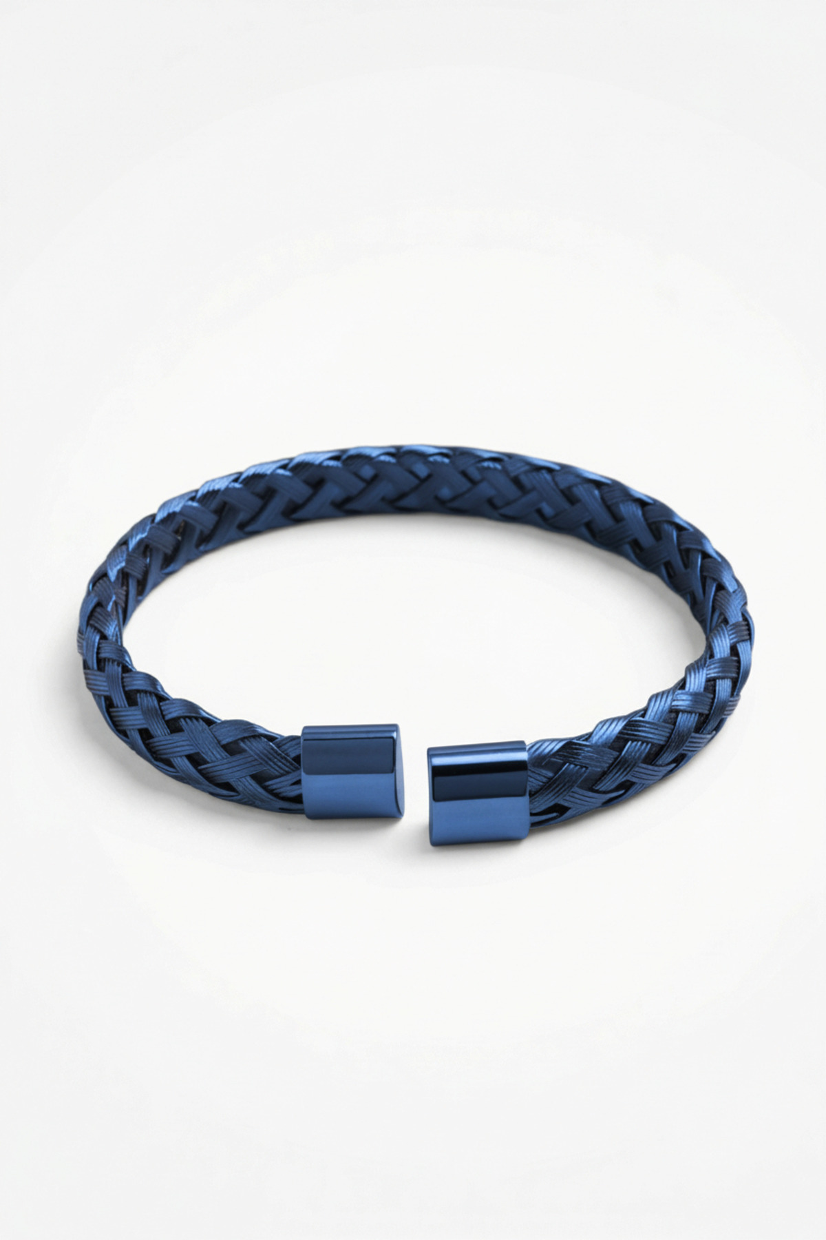 Men's Classic Knit Clamp Steel Bracelet - Navy