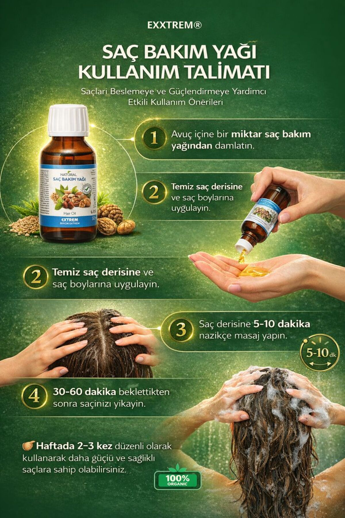 Natural Saç Bakım Yağı | Doğal Soğuk Sıkım Yağlardan Özel Bitkisel Karışım – 50 ml — EXXTREM-SAÇBAKIM-YAĞI-50ML — تصویر 2 از 8