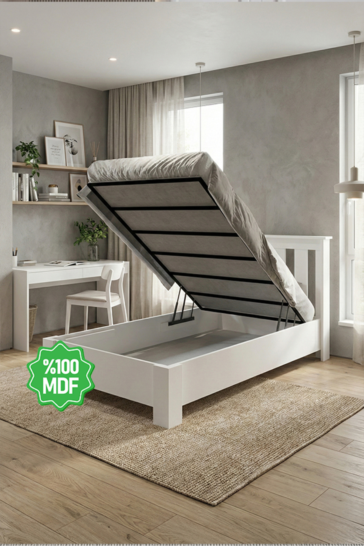 Altay Single White MDF Base Bedstead CHILDRENS YOUNG ROOM