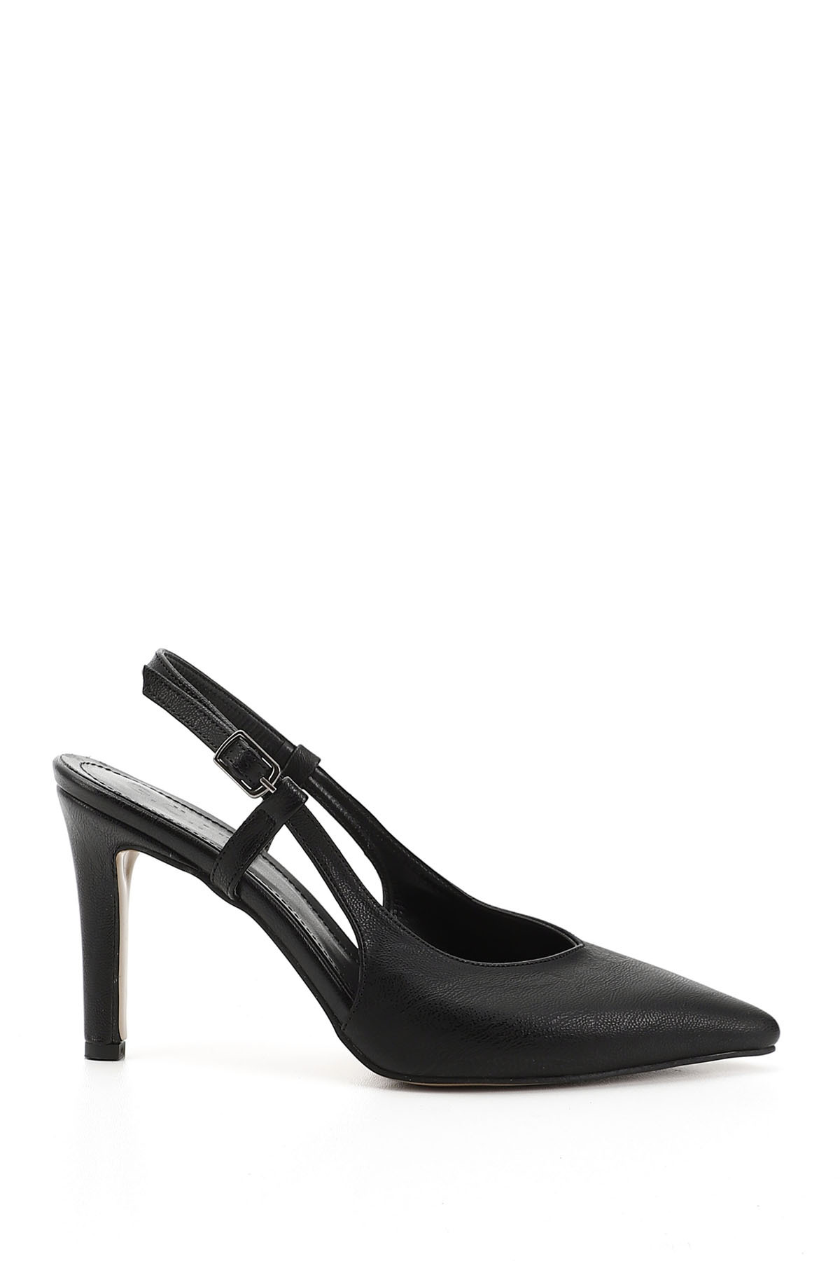 Women / Girls Black Thin Heels Open Back Shoes