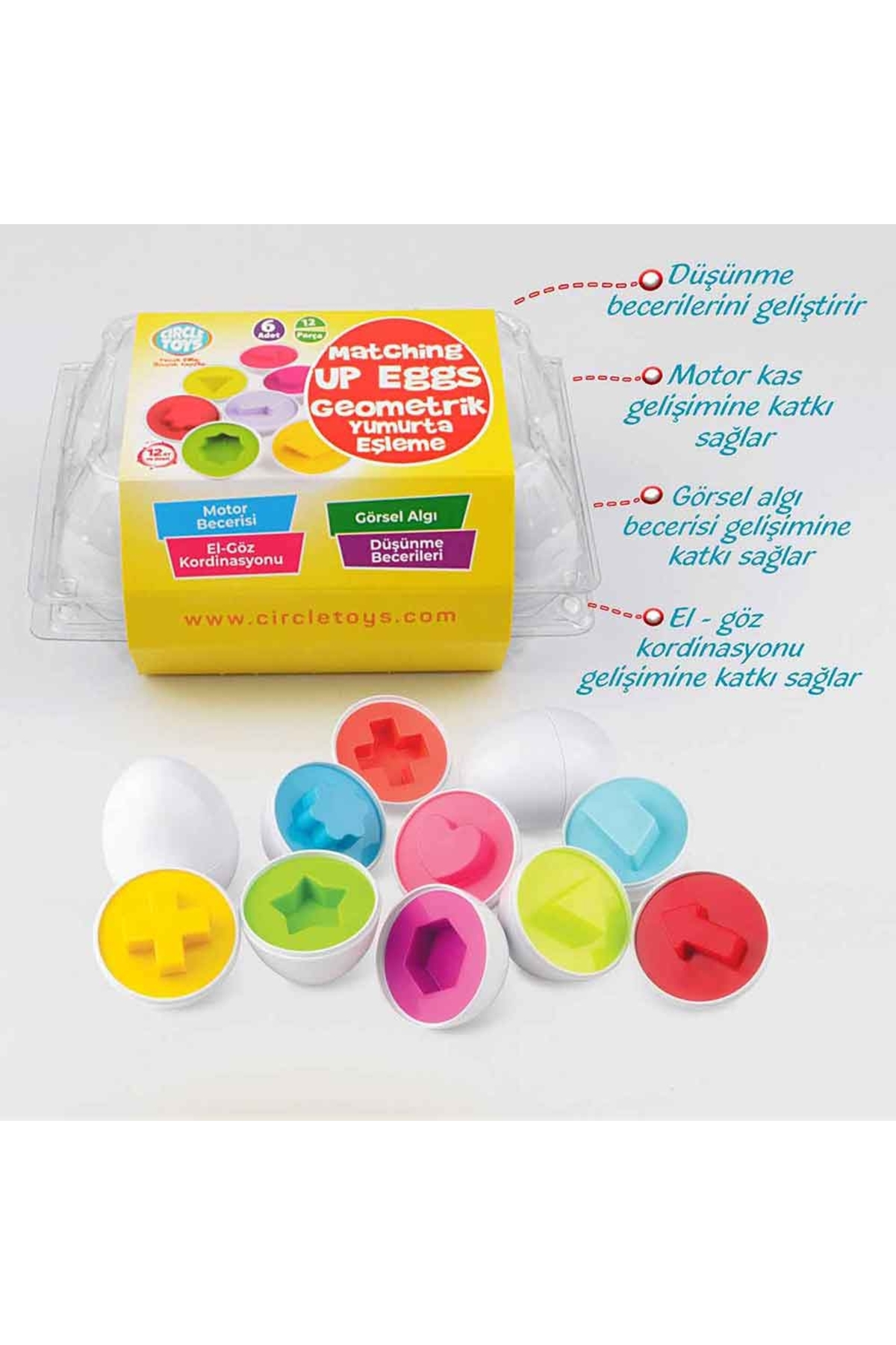 Circle Toys 6’lı Geometrik Yumurta CRCL104 fotoğrafı 3 (önizleme)