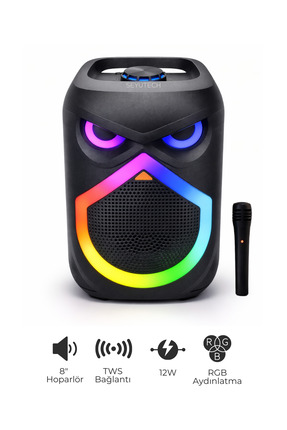 SEYUTECH Bluetooth Hoparlör RGB Led Işıklı Karaoke Mikrofon Hediyeli Taşınabi...
