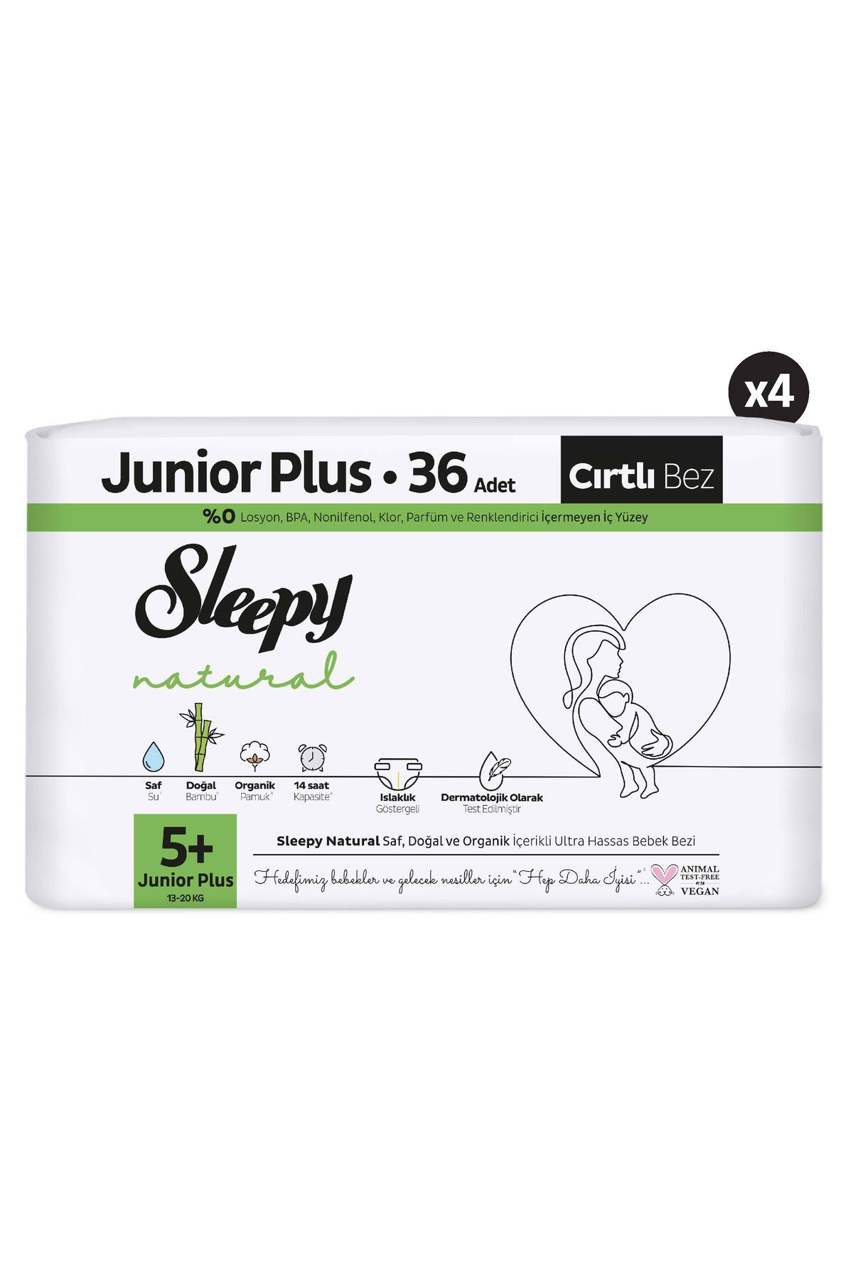 Sleepy Natural Ultra Paket Bebek Bezi 5+ Numara Junior Plus 144 Adet fotoğrafı 2 (önizleme)