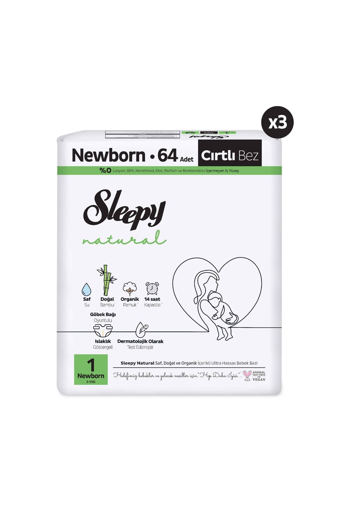Sleepy Natural Avantajlı Paket Bebek Bezi 1 Numara Newborn 192 Adet fotoğrafı 2 (önizleme)
