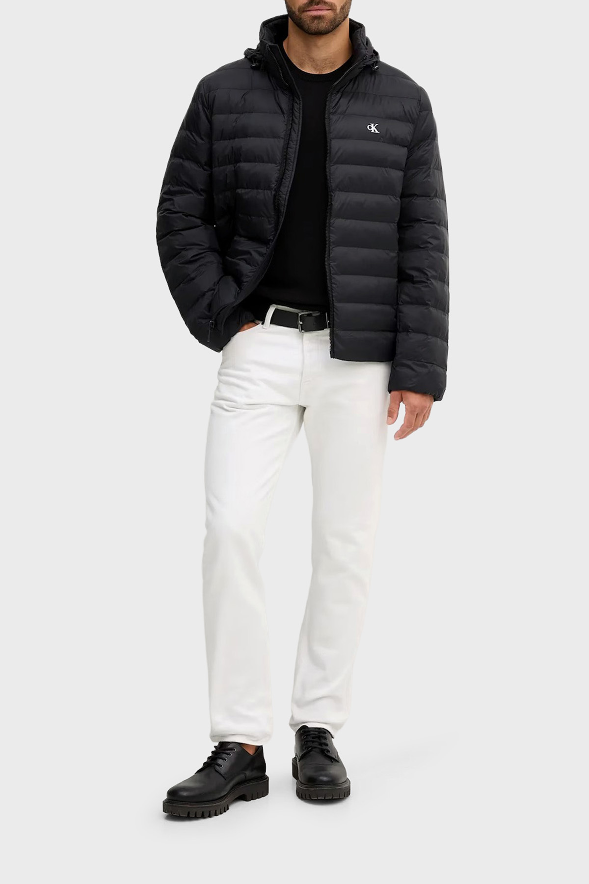 Calvin Klein  Erkek Marka Logolu Regular Fit Kalıplı Ayarlanabilir Kapüşonlu Siyah Ceket LV04RC511G U - Görsel 2