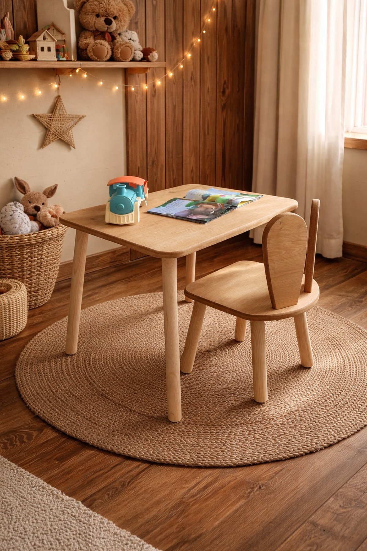 ADENBABYBUCKLES Montessori Ahşap Çocuk Aktivite Masası Oyuncak Bebek Hediyelik fotoğrafı 2 (önizleme)