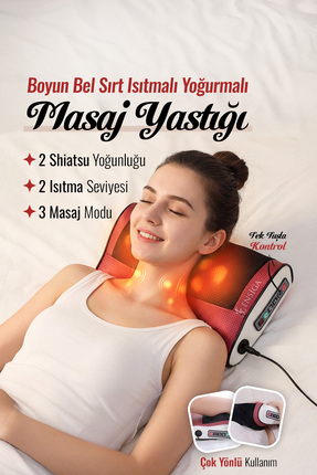 EN SİGA Elektrikli Masaj Yastığı Isıtmalı Yoğurmalı Kademeli Boyun Bel Sırt A...