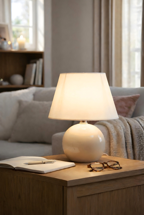 HOMİNG Homing Carpi Küre Metal Krem Kumaş Abajur 241791