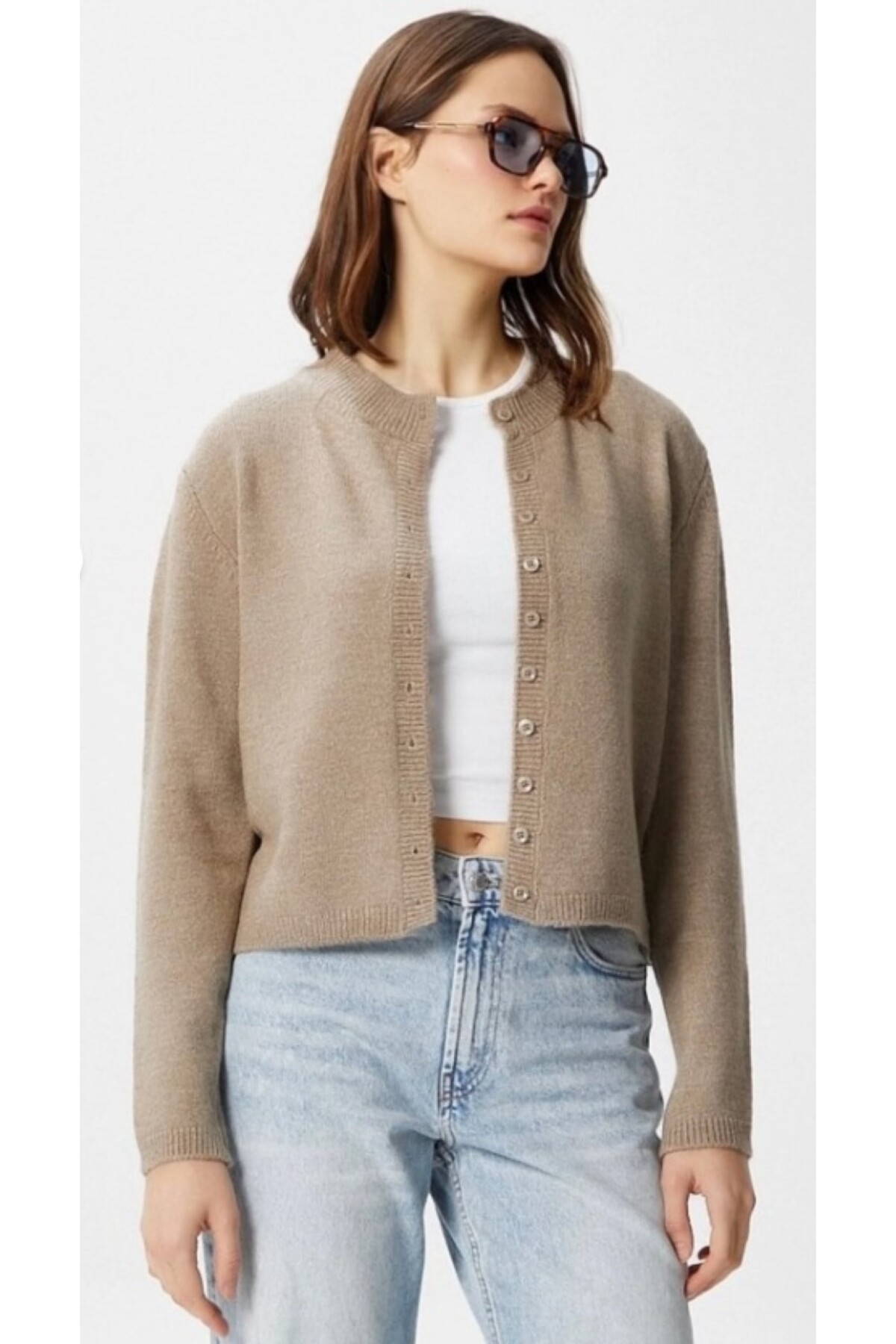 Ugdelia  Kadın Bisiklet Yaka Basic Triko Hırka - Görsel 2