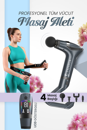 Mega Plus Yeni Nesil Profesyonel Lcd Göstergeli Şarjlı Tüm Vucut Masaj Tabanc...