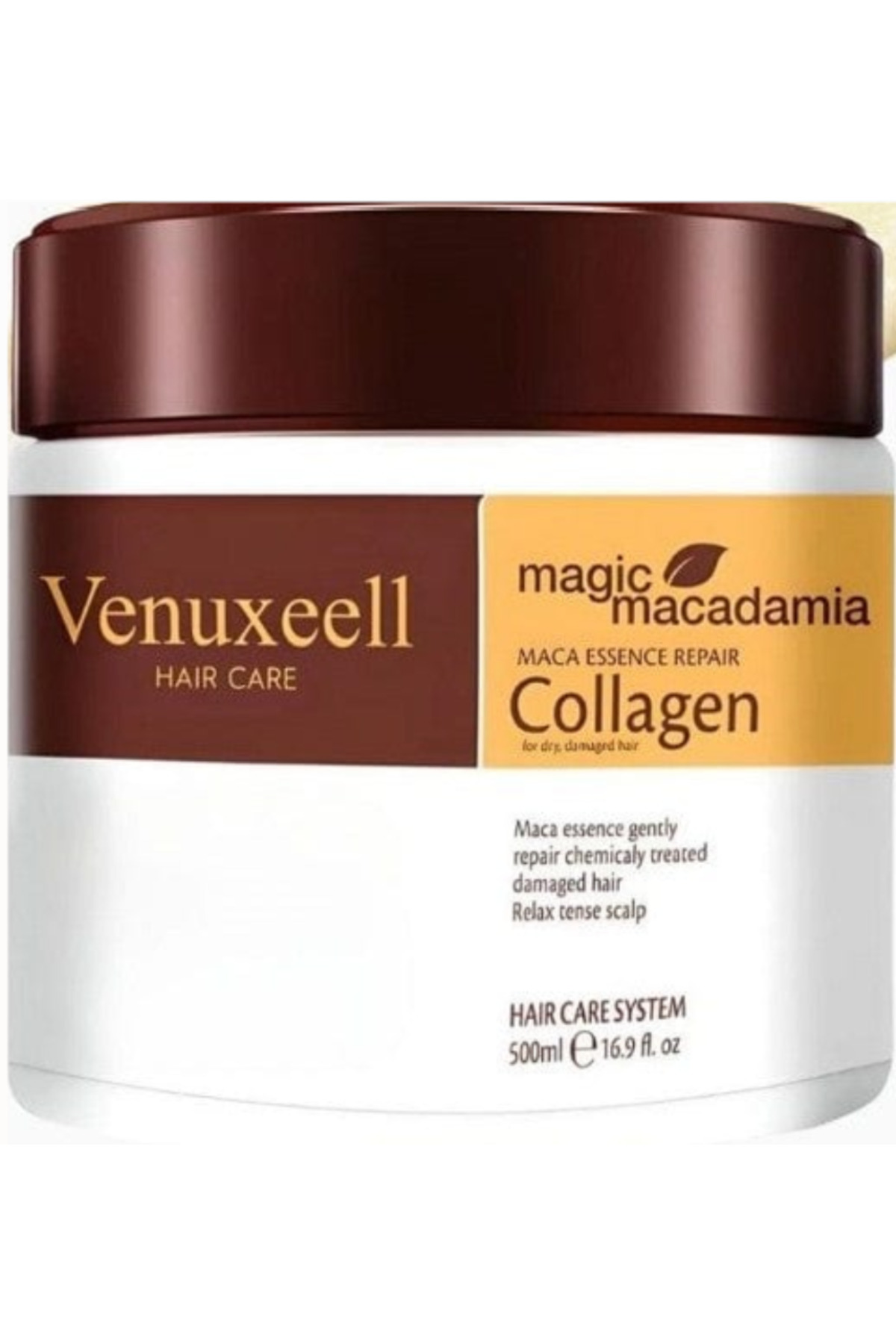 Venuxeell ماسک مراقبت از مو کلاژن با عصاره ماکا، ماسک موی ترمیم کننده روغن آرگان ۵۰۰ میلی لیتر — venuxell