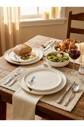 KÜTAHYA HOME Herbal Porselen Yemek Takımı 24 Parça – Günlük ve Misafir Kullanımı