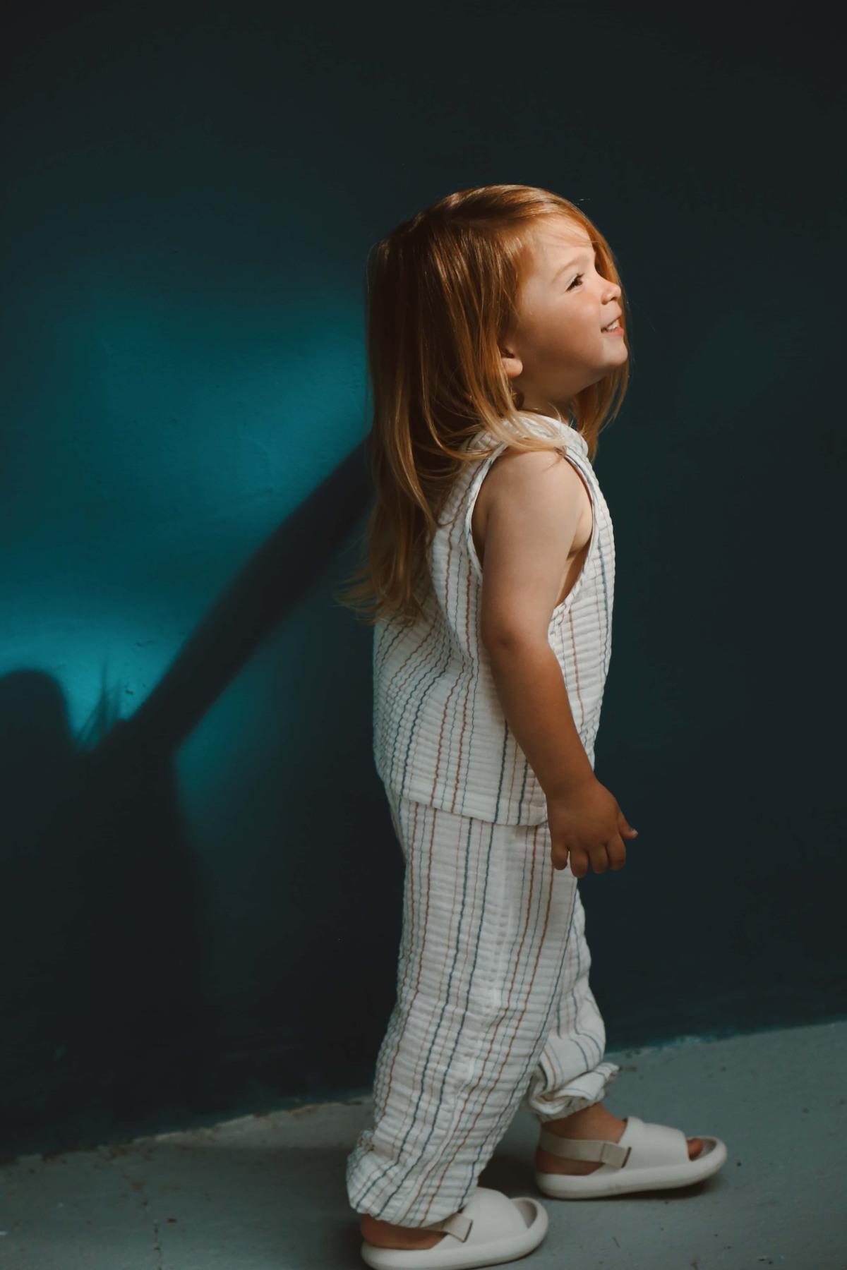 OhlalaKoala Kahverengi-İndigo Çizgili Atlet ve Pantolon Takım fotoğrafı 5 (önizleme)