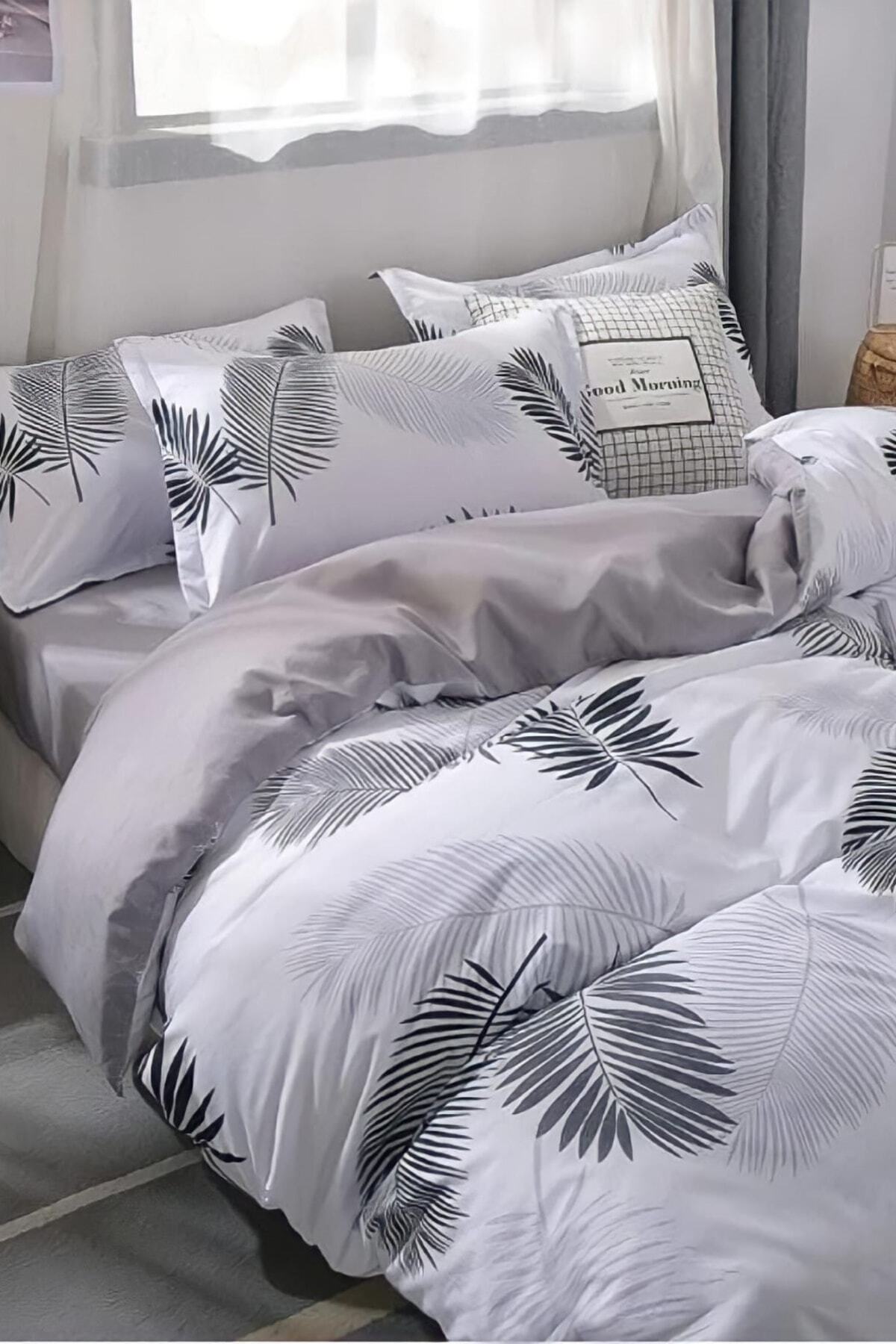 Always Obojstranná súprava obliečok na dvojlôžko s elastickým lemom Leaf Grey