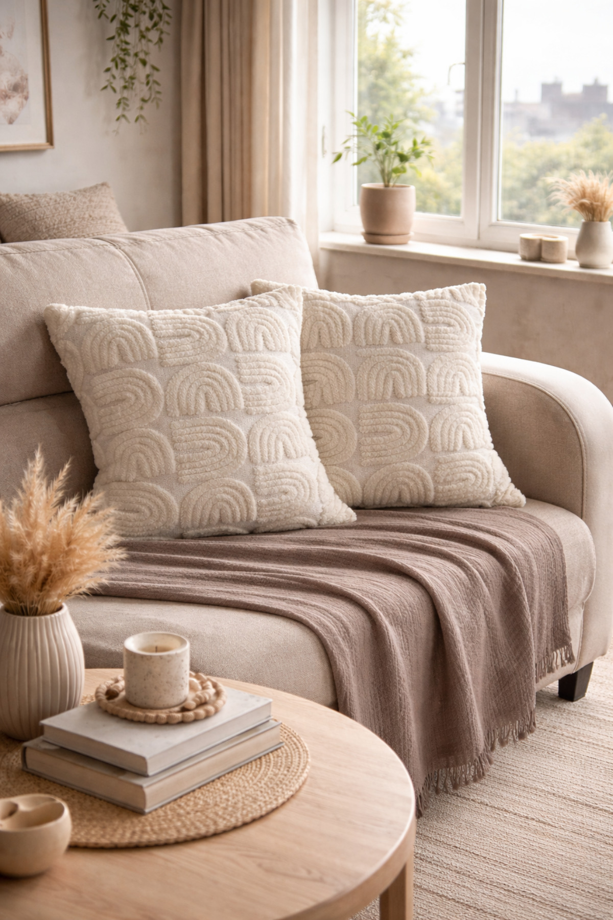 غطاء وسادة منقوش بارز مكون من قطعتين - غطاء وسادة...