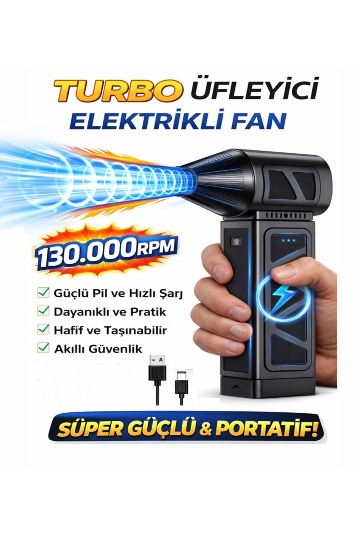 Moxti Turbo Hava Tabancası Jet Fan 130000 RPM Yüksek Hızlı Kanal