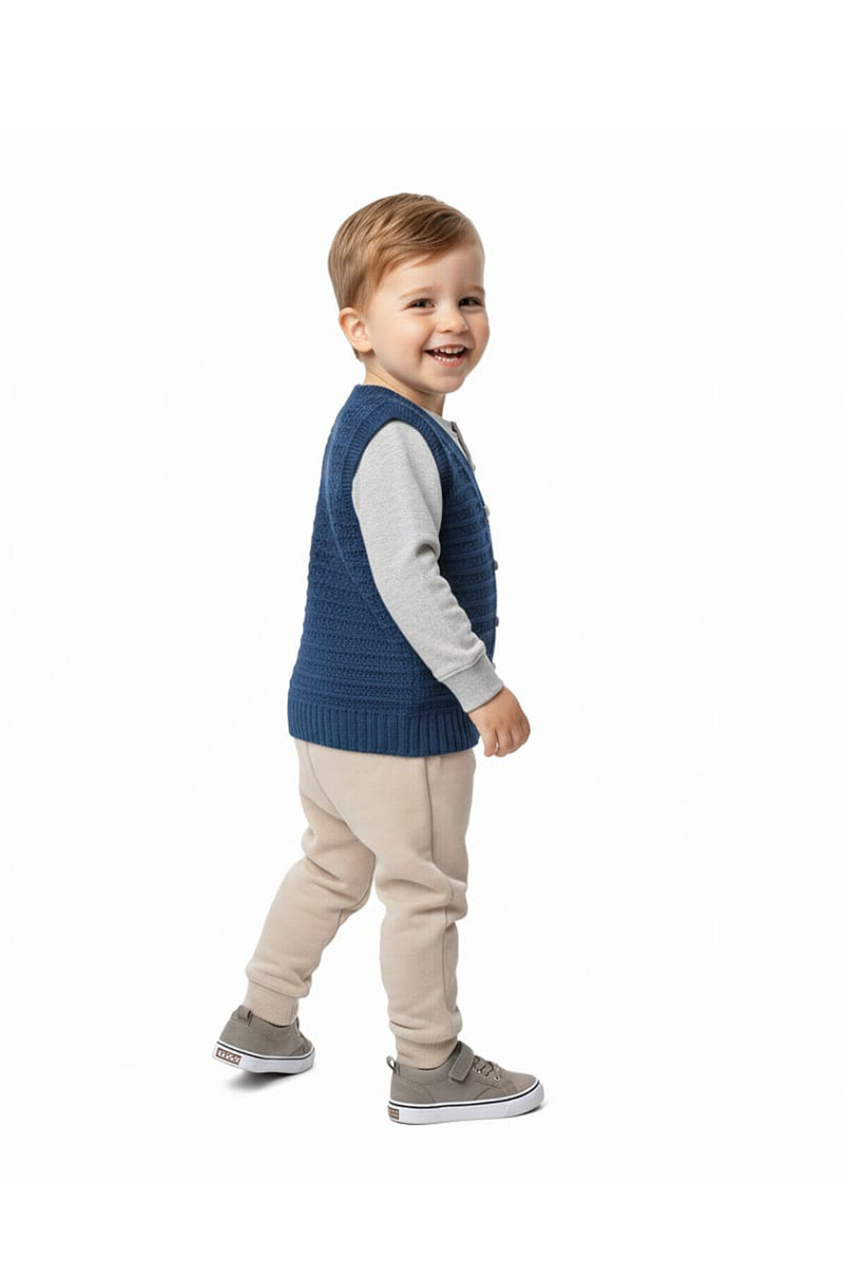 Mamman's 2'li Örme Triko Yelek, Düğmeli Erkek Bebek- Çocuk Kışlık Yelek Seti fotoğrafı 5 (önizleme)