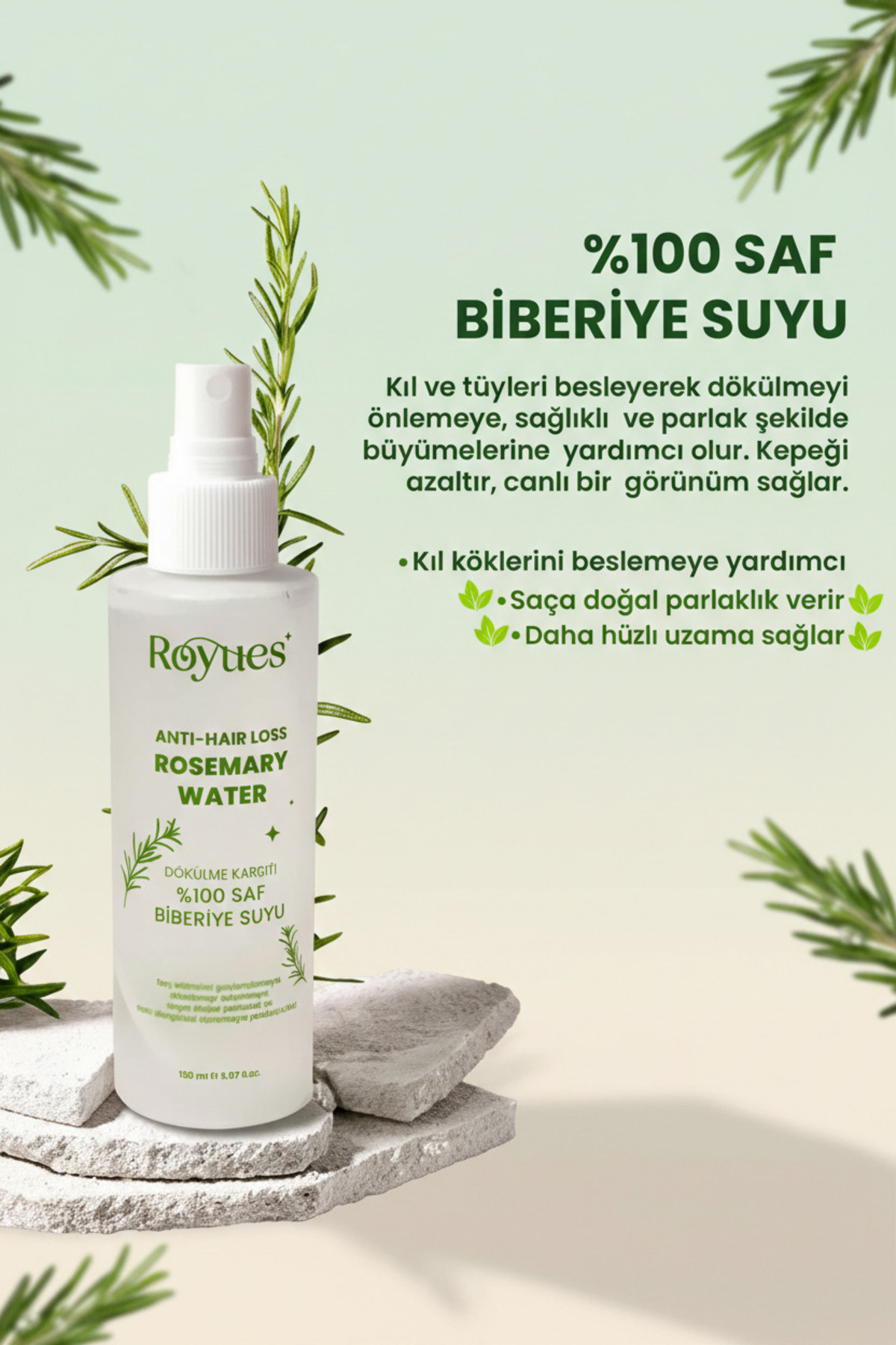 تونیک موی ضد ریزش و رشد مو با آب رزماری خالص ۱۵۰ میلی‌لیتری — RYSİDKB011 — تصویر 2 از 4