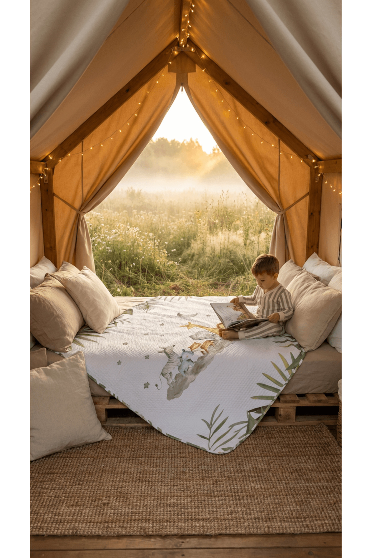 Talia Home Safari Desenli Tek Kişilik Çocuk PİKE Takımı fotoğrafı 5 (önizleme)