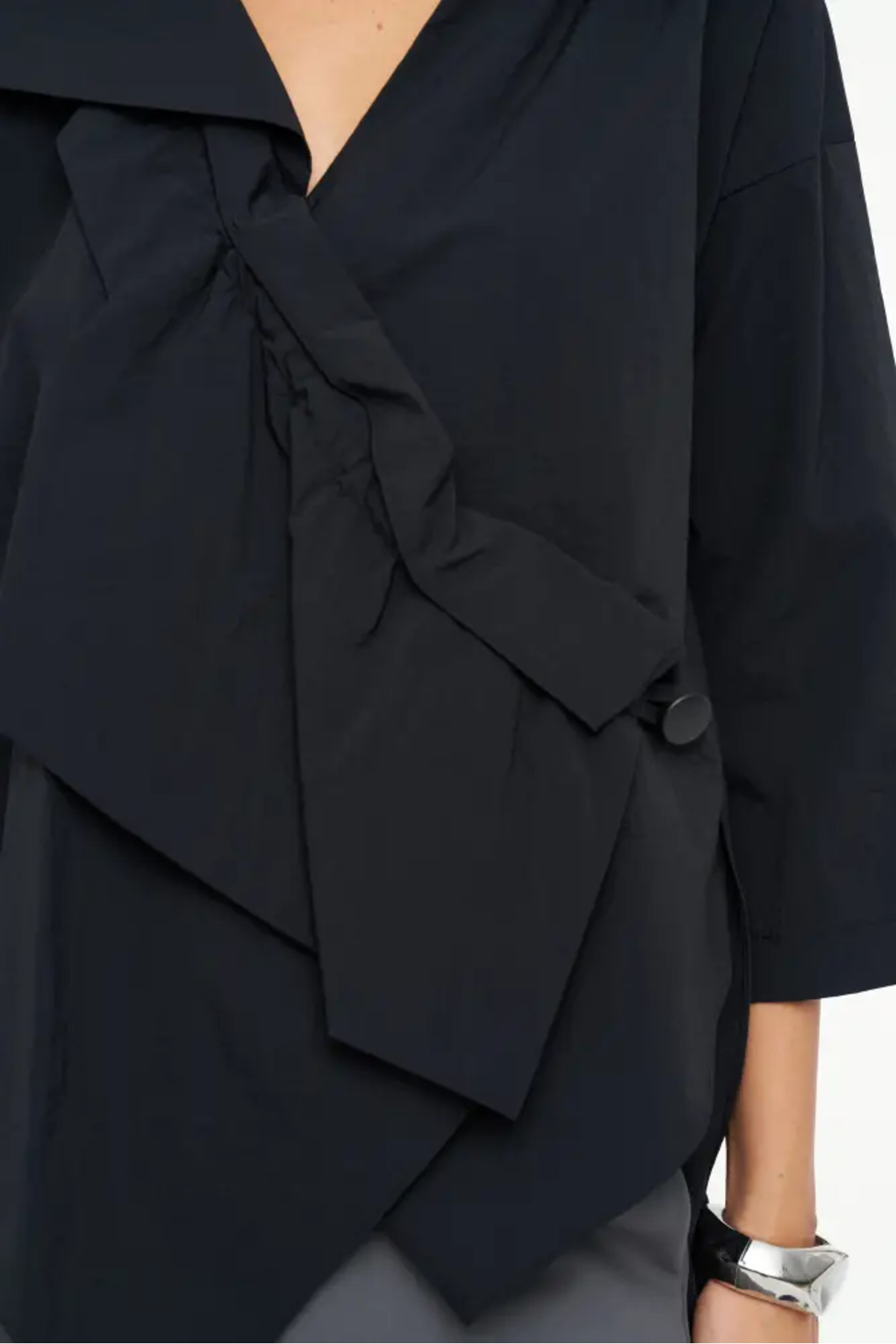 BİZE  Siyah Kruvaze Asimetrik Form Kadın Ceket - Vitgo - Görsel 5