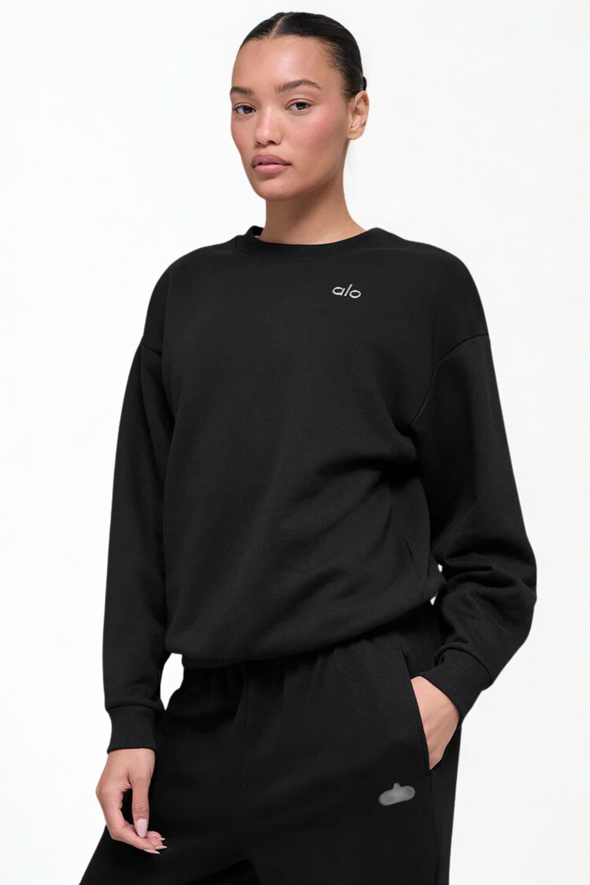 HepsitrentStore Black Crew Neck Long Sleeve Oversize Sweatshirt