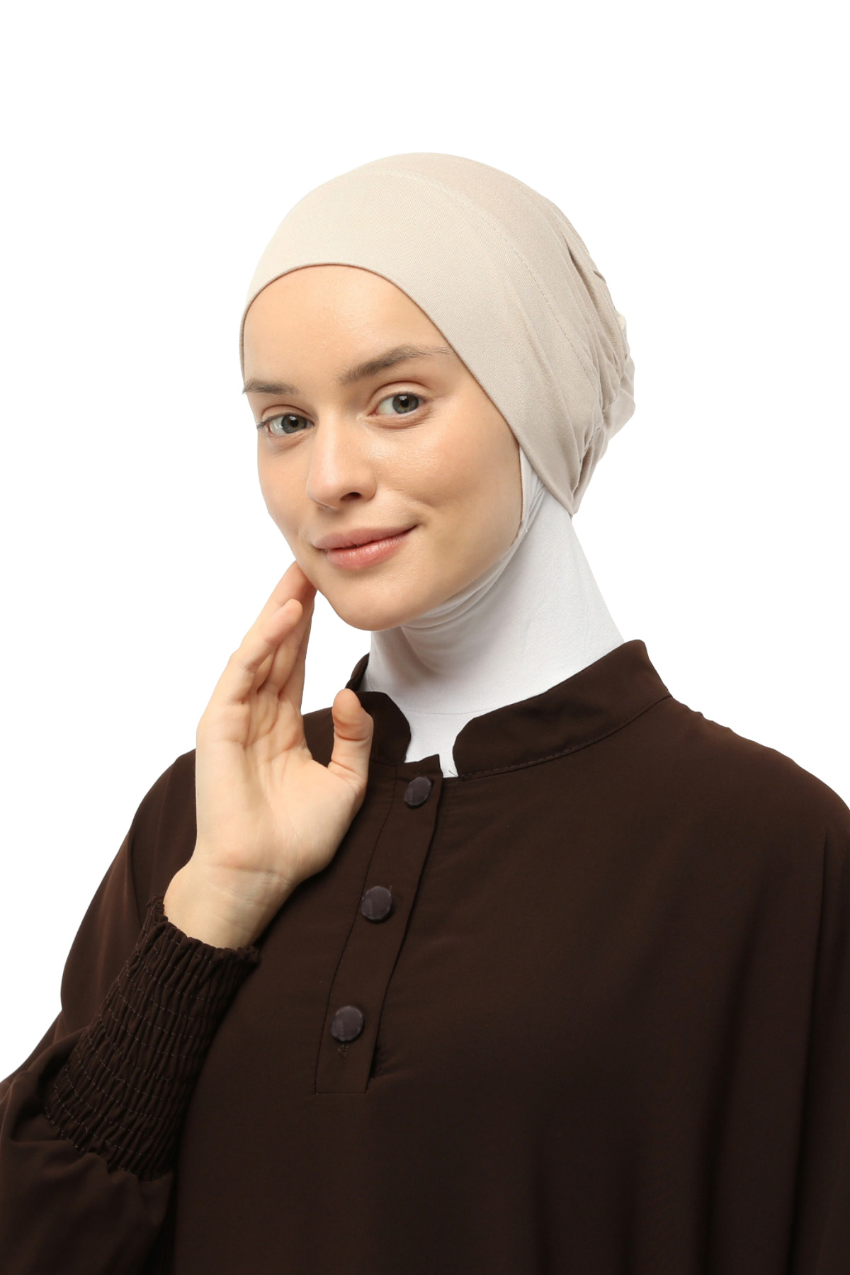 Ready Practical Slip-On Elastic Hijab Bonnet Sand Beige