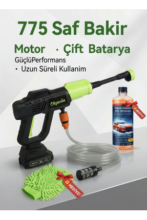 okaoda 🏆Çift Pilli 775 Büyük Motor Oto Araba Bahçe Klima Halı İçin Şarjlı Yü...