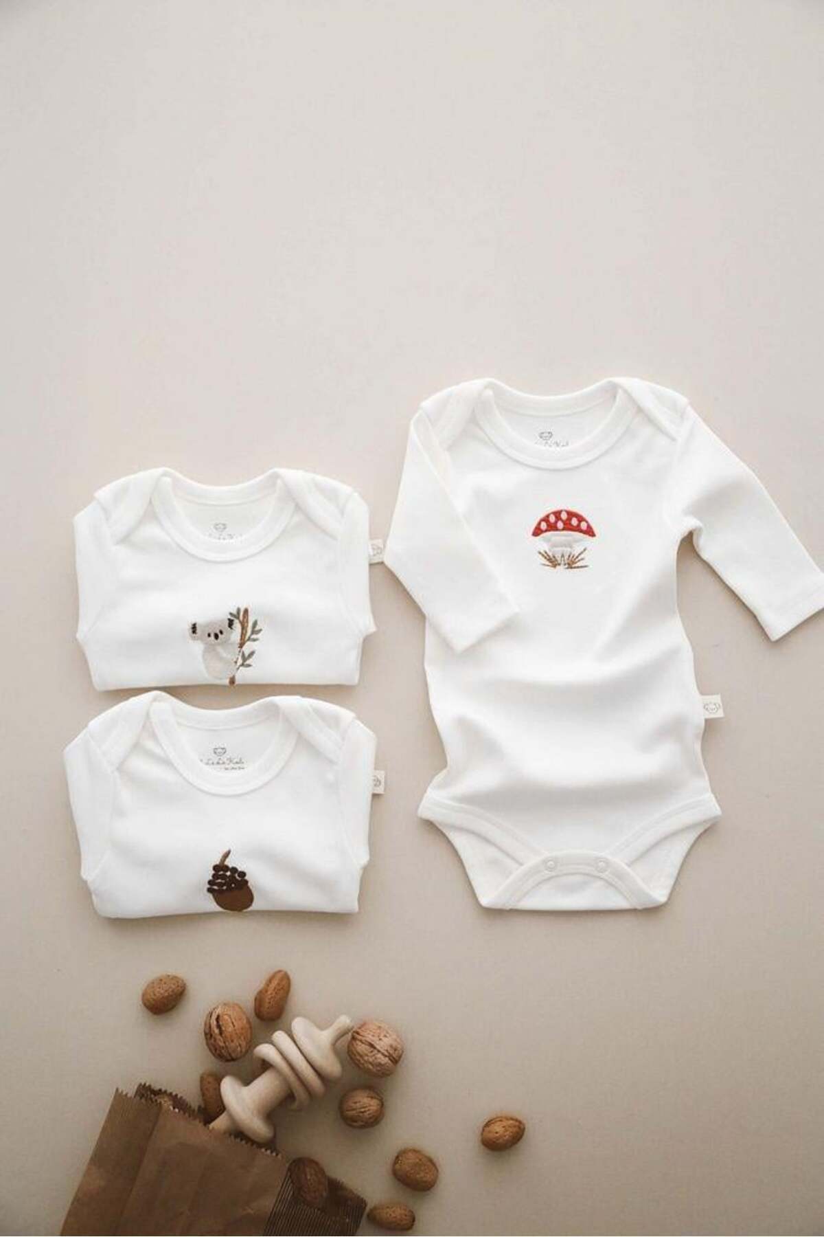 OhlalaKoala 3lü Nakışlı Çıt Çıtlı Uzun Kollu Body-zıbın Model 1 fotoğrafı 2 (önizleme)