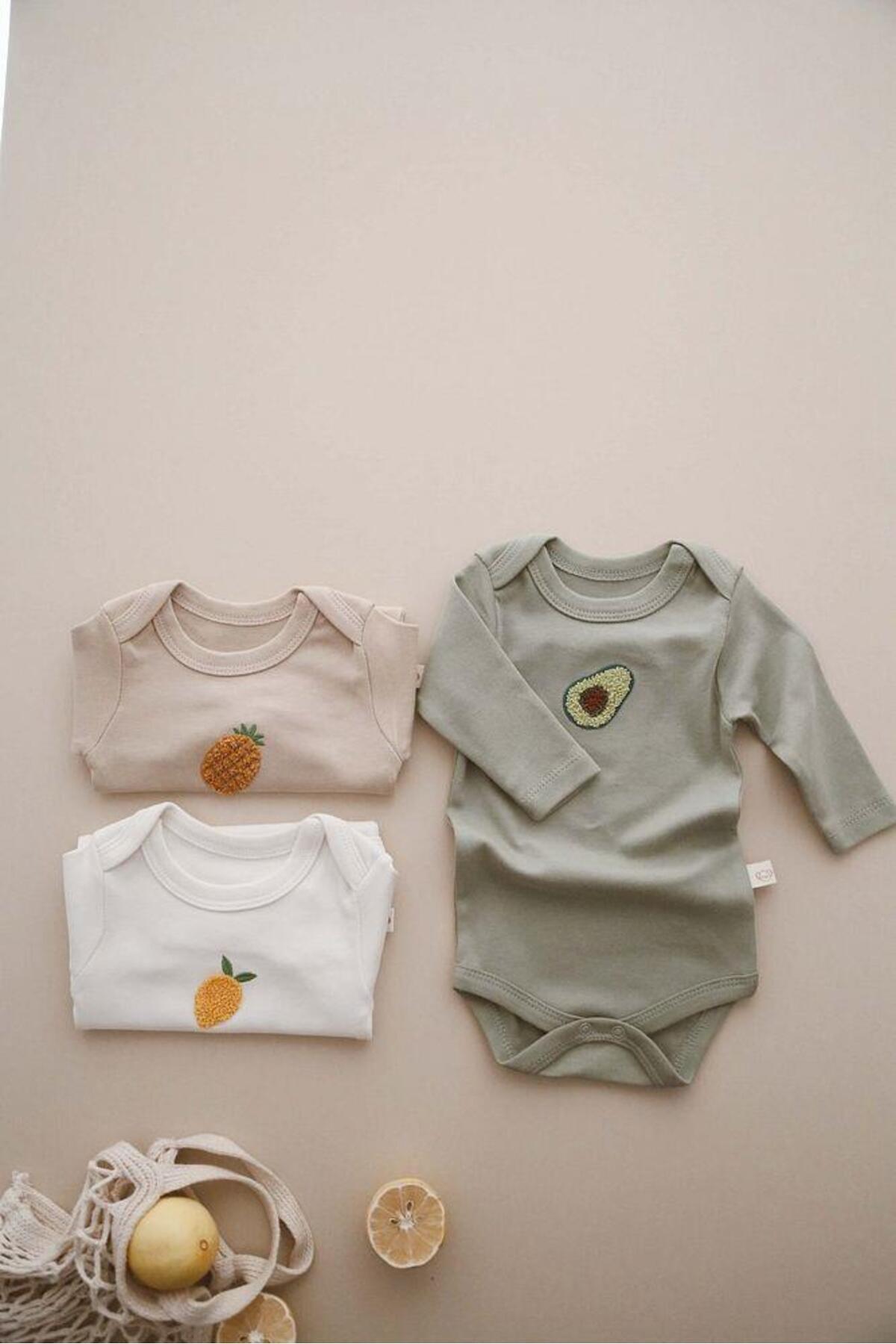 OhlalaKoala 3lü Nakışlı Çıt Çıtlı Uzun Kollu Body-zıbın Model 3 fotoğrafı 2 (önizleme)