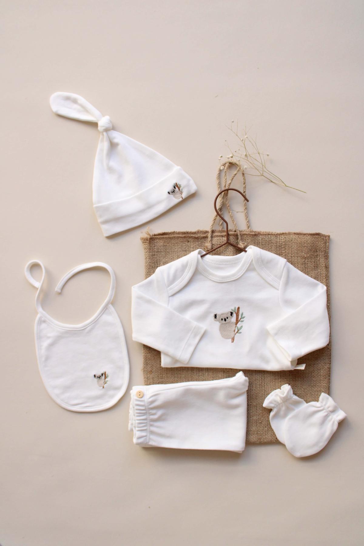 OhlalaKoala Koala Nakışlı 5li Uzun Kollu Yenidoğan Set (0-3 Ay) fotoğrafı 7 (önizleme)