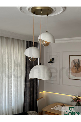lumiere Design Beton Görünümlü Iskandinav &bohem Tarz 3’lü Sarkıt Avize -Prof...