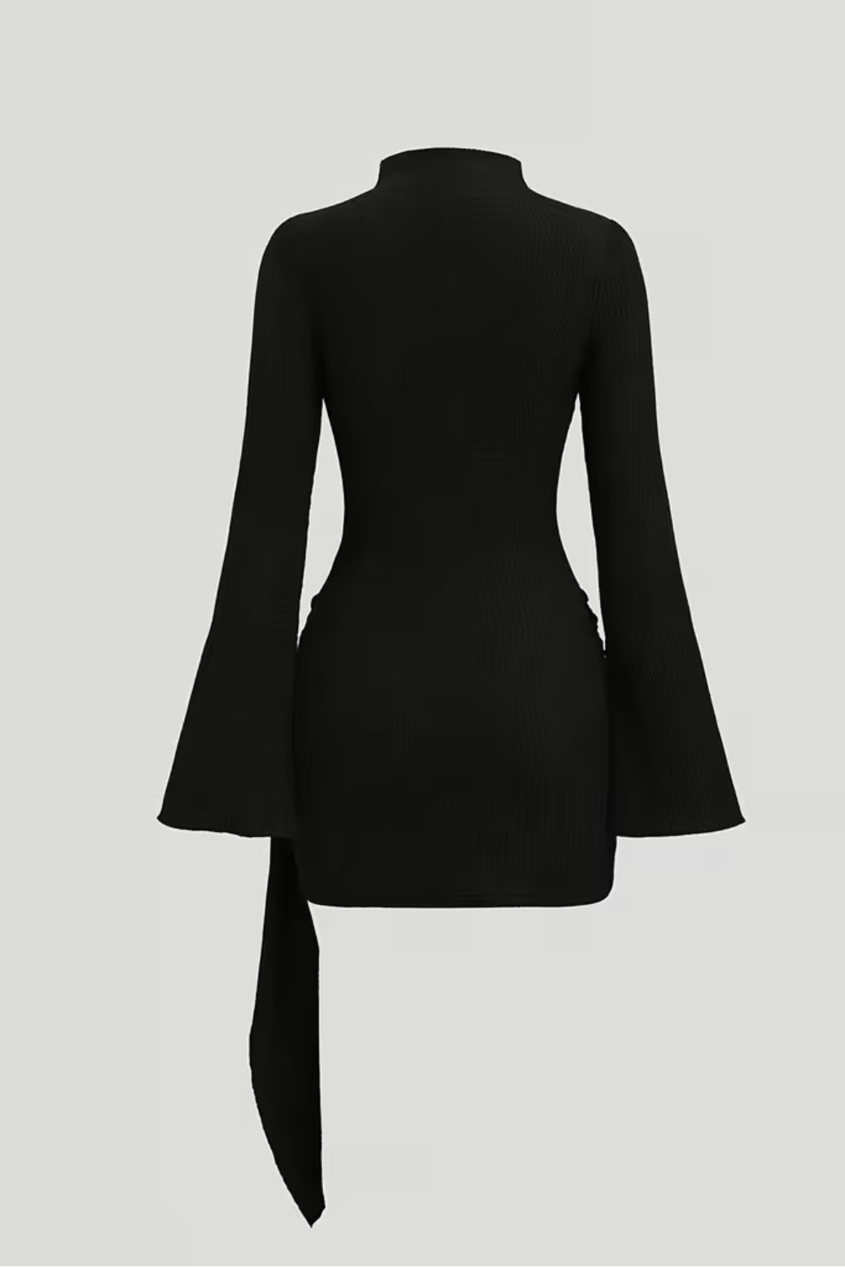 World Fashion Trends  Siyah Kadın Dik Yaka Toka Detaylı Kuşaklı Toparlayıcı Kalıp Mini Elbise - Görsel 2