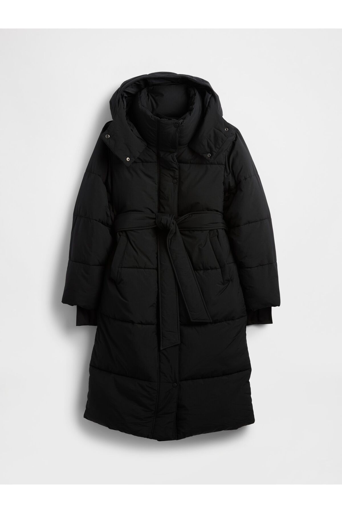 GAP  Kadın Siyah Belted Long Puffer Şişme Kaban - Görsel 2