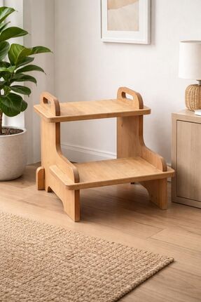 Funny Life 2 Basamaklı Demonte Ikae Model Ahşap Basamaklı Tabure Mutfak Banyo...