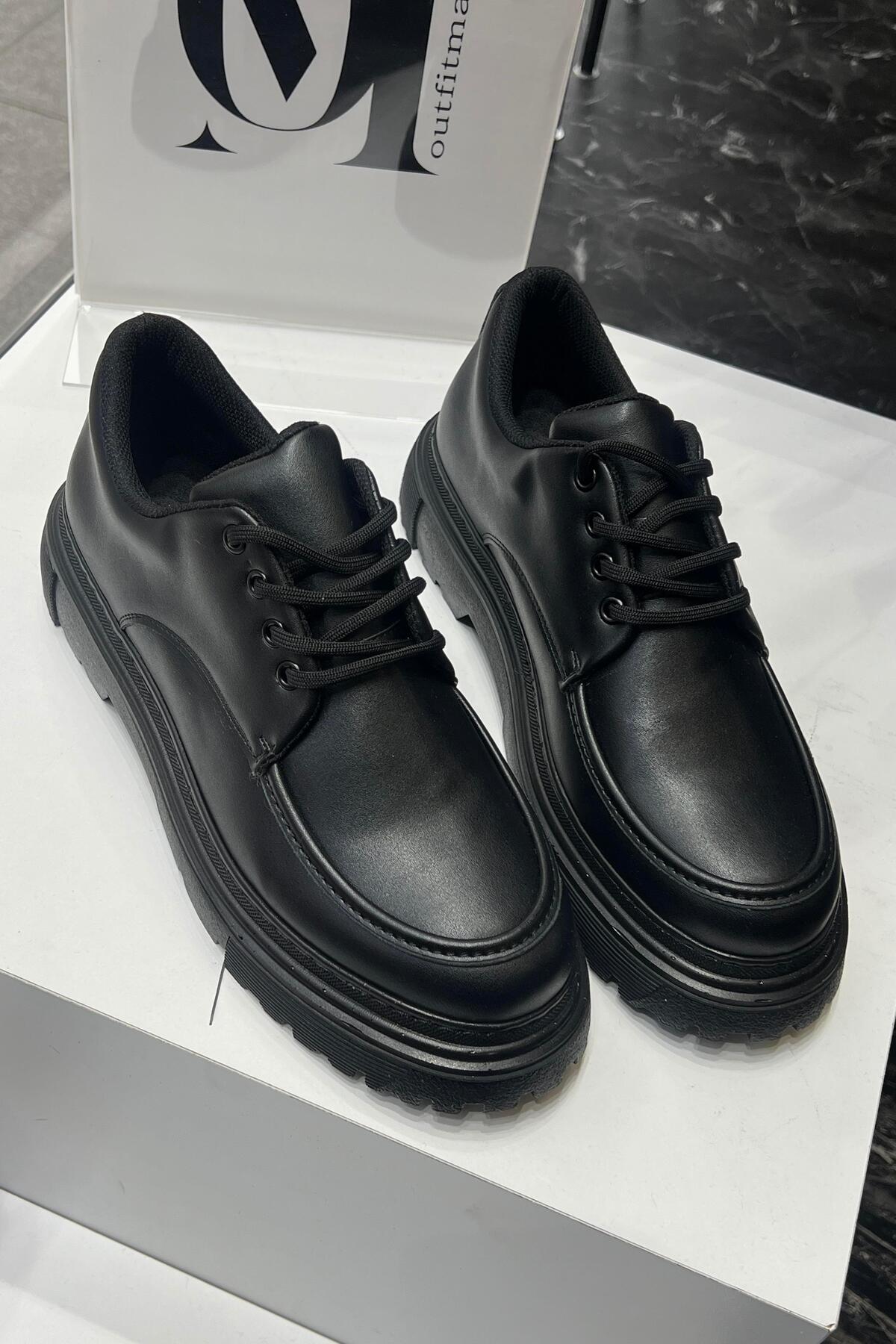 OUTFİT MAN  Bağlamalı Makosen Ayakkabı Siyah